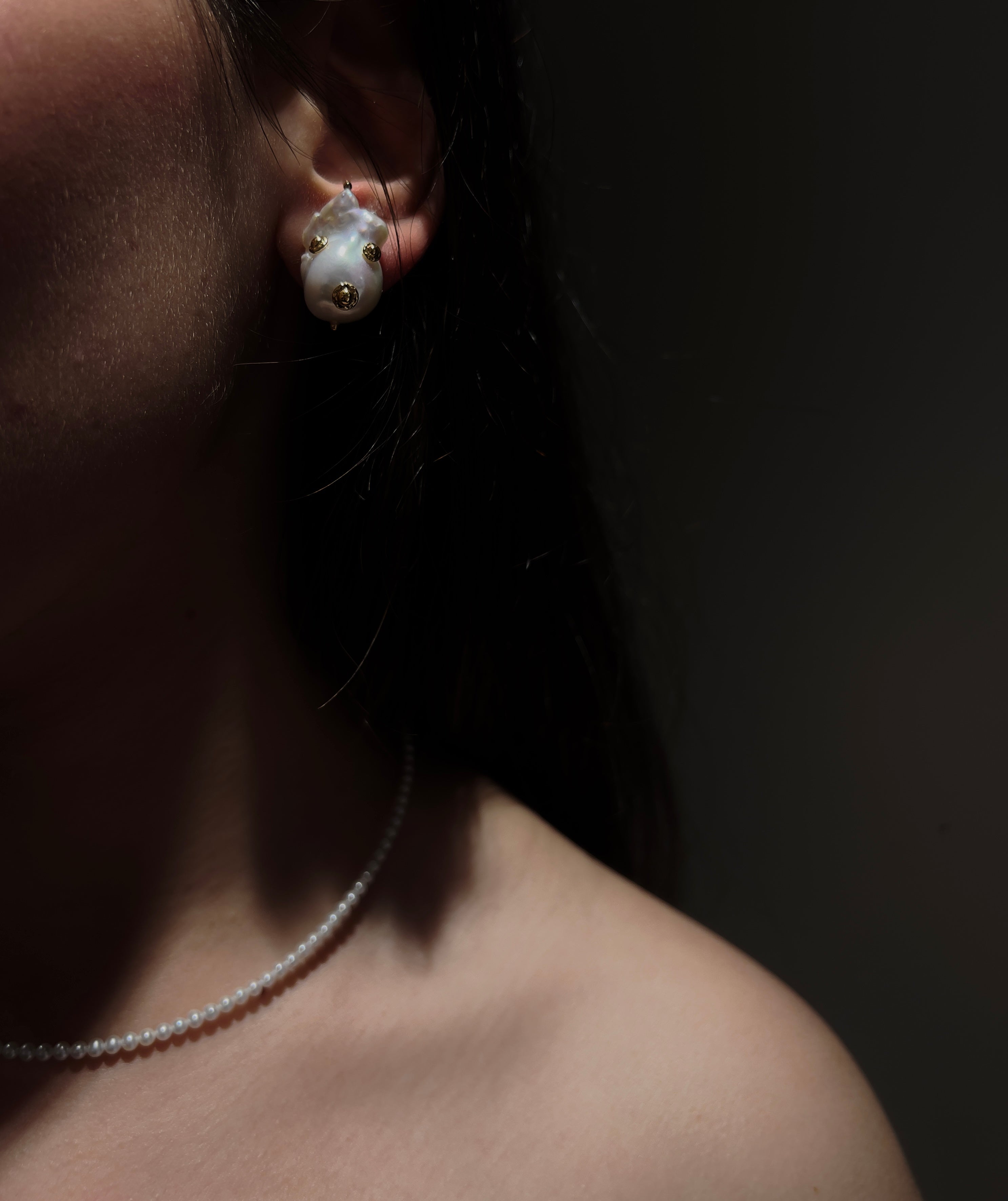 Star in Baroque Pearl Paired Stud Earring