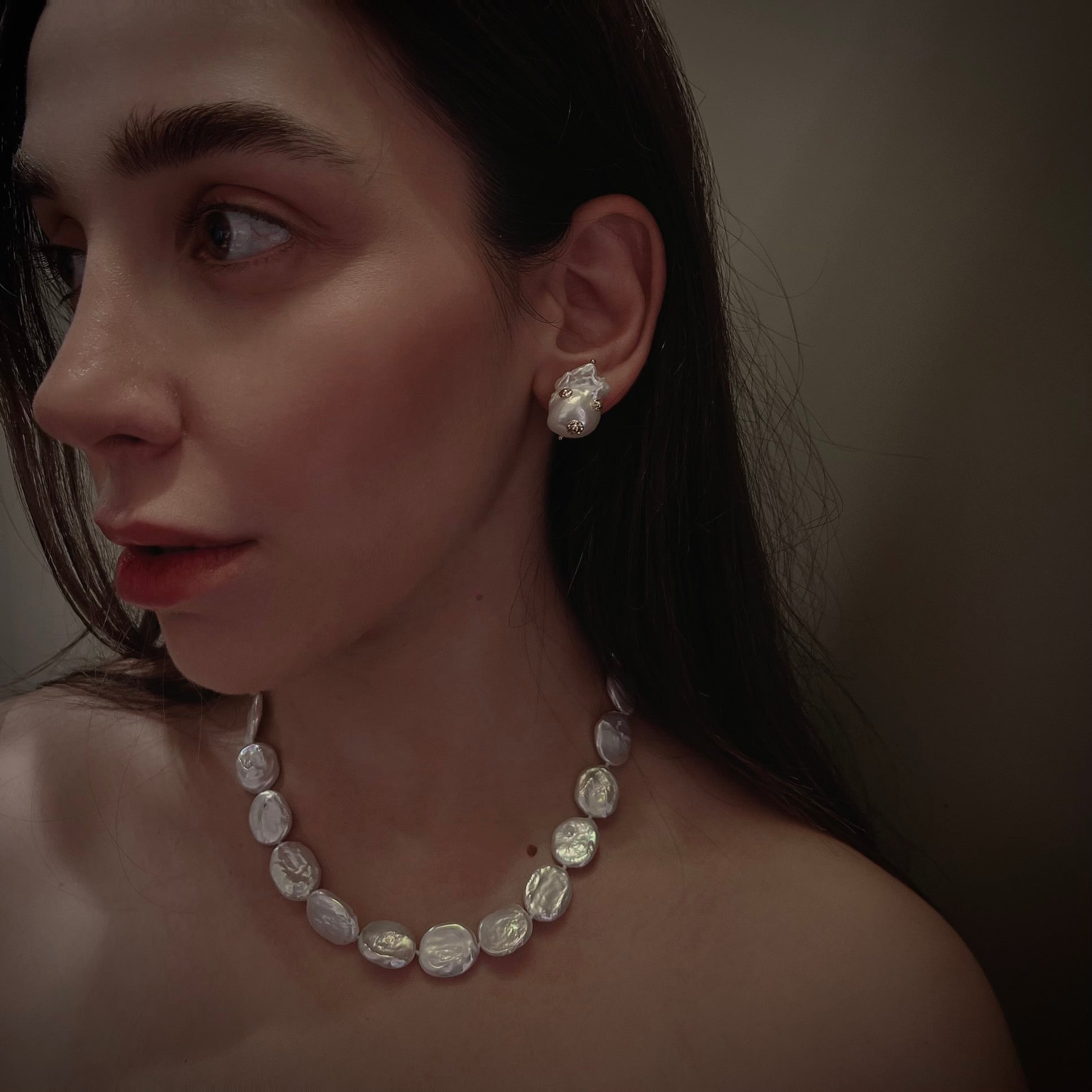 Star in Baroque Pearl Paired Stud Earring