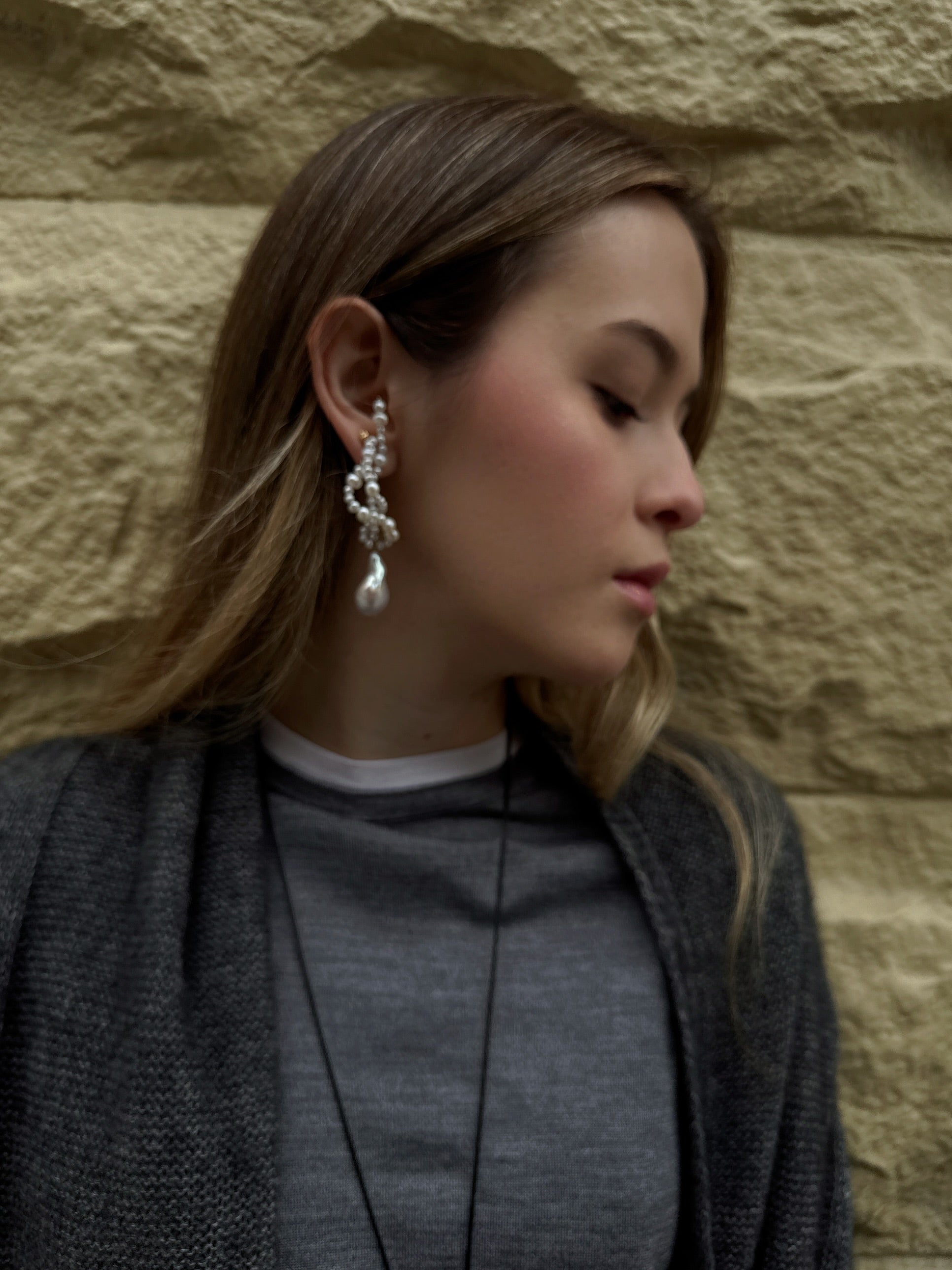 JWS waved Baroque Pearl earrings