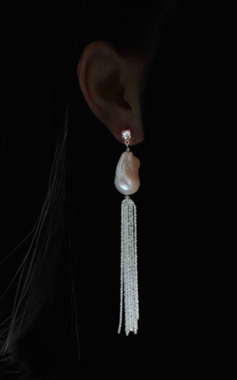 JWS Baroque Silver Tassel Earrings
