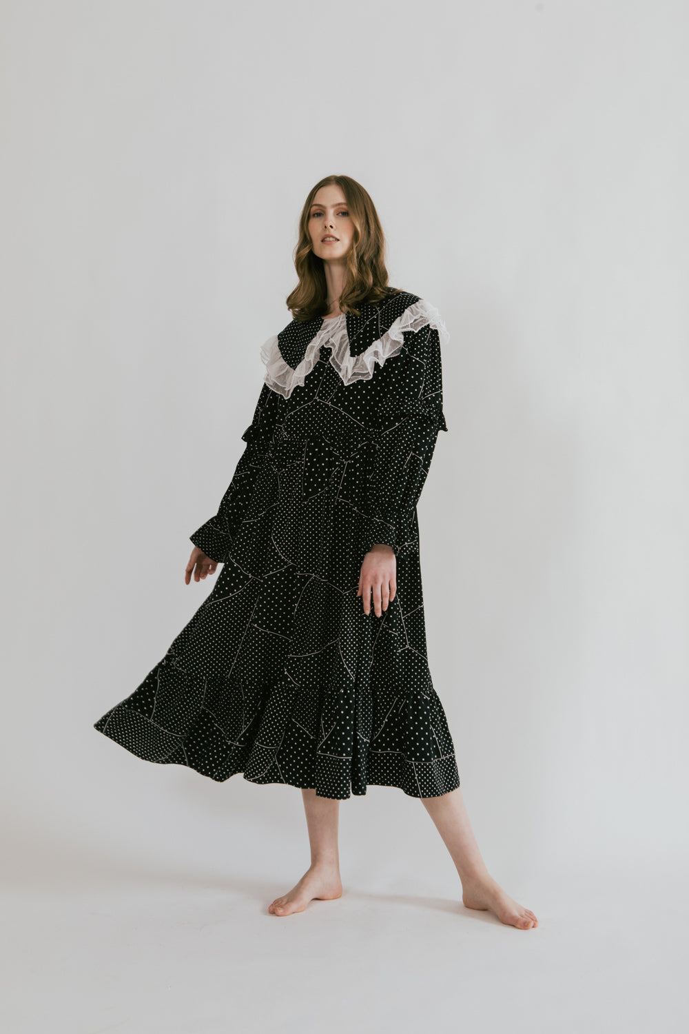 Headshot Layered Ruffle Dot Dress