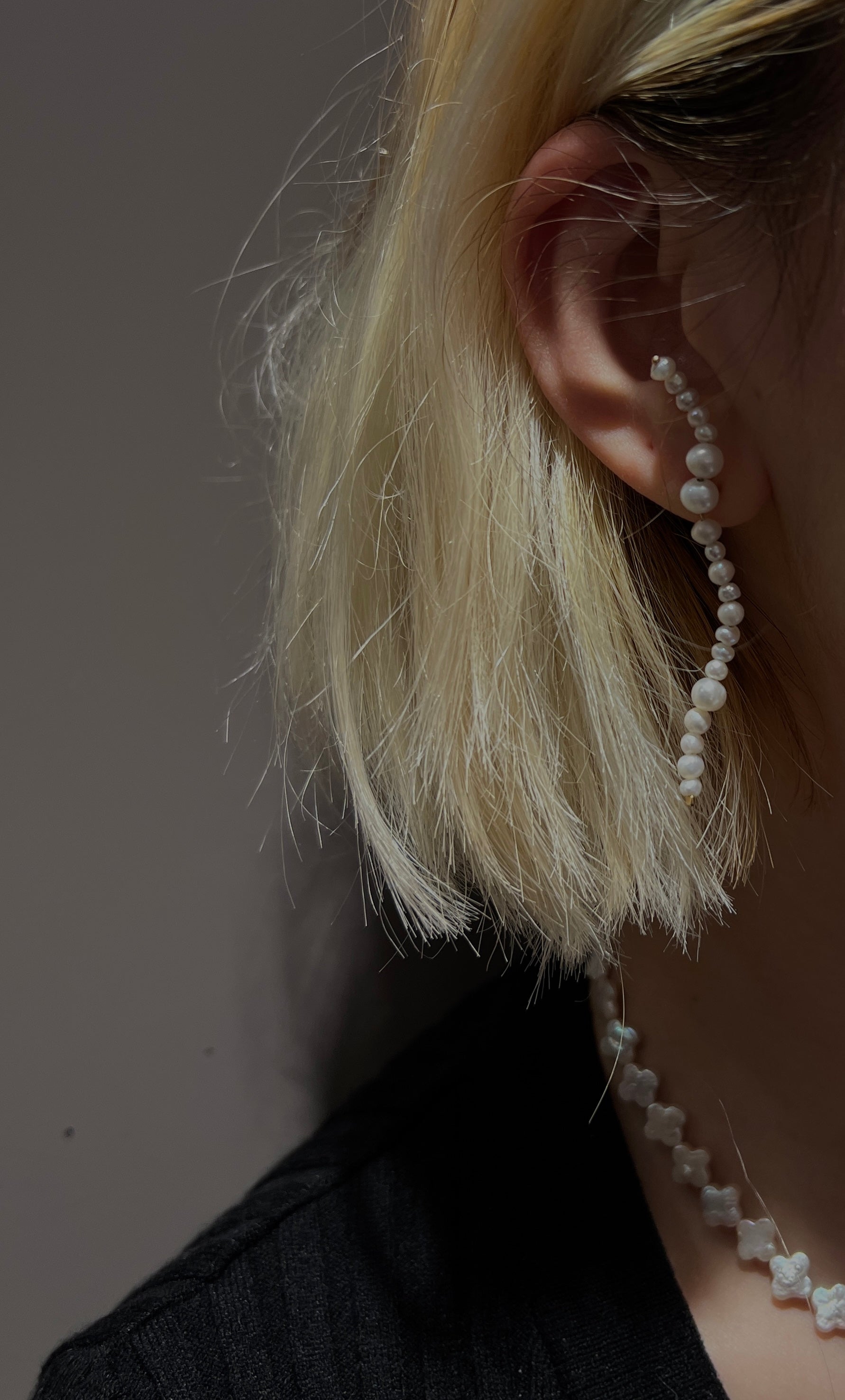 JWS Straight Woven PearEarrings