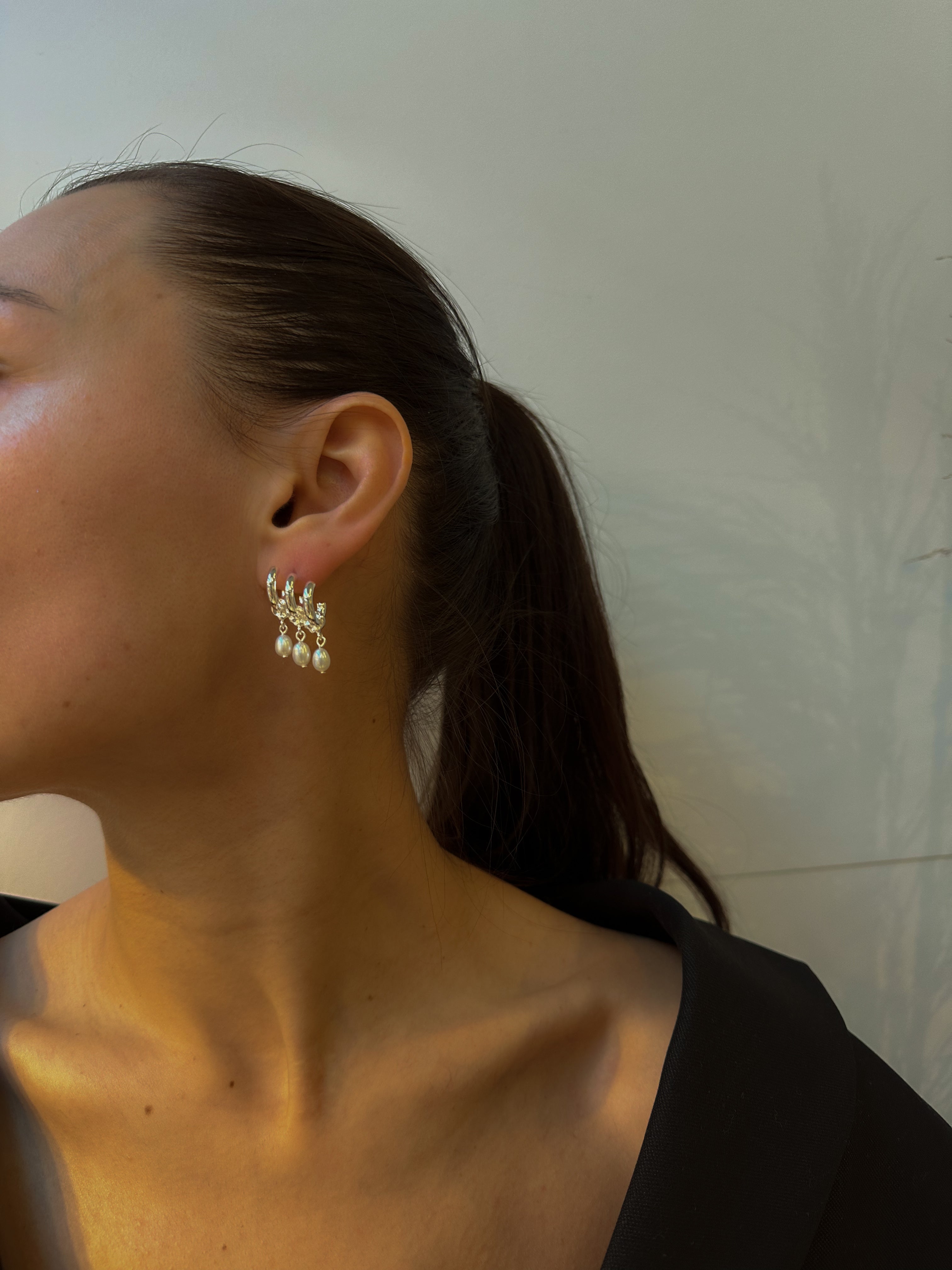 Triple Pearl Earring