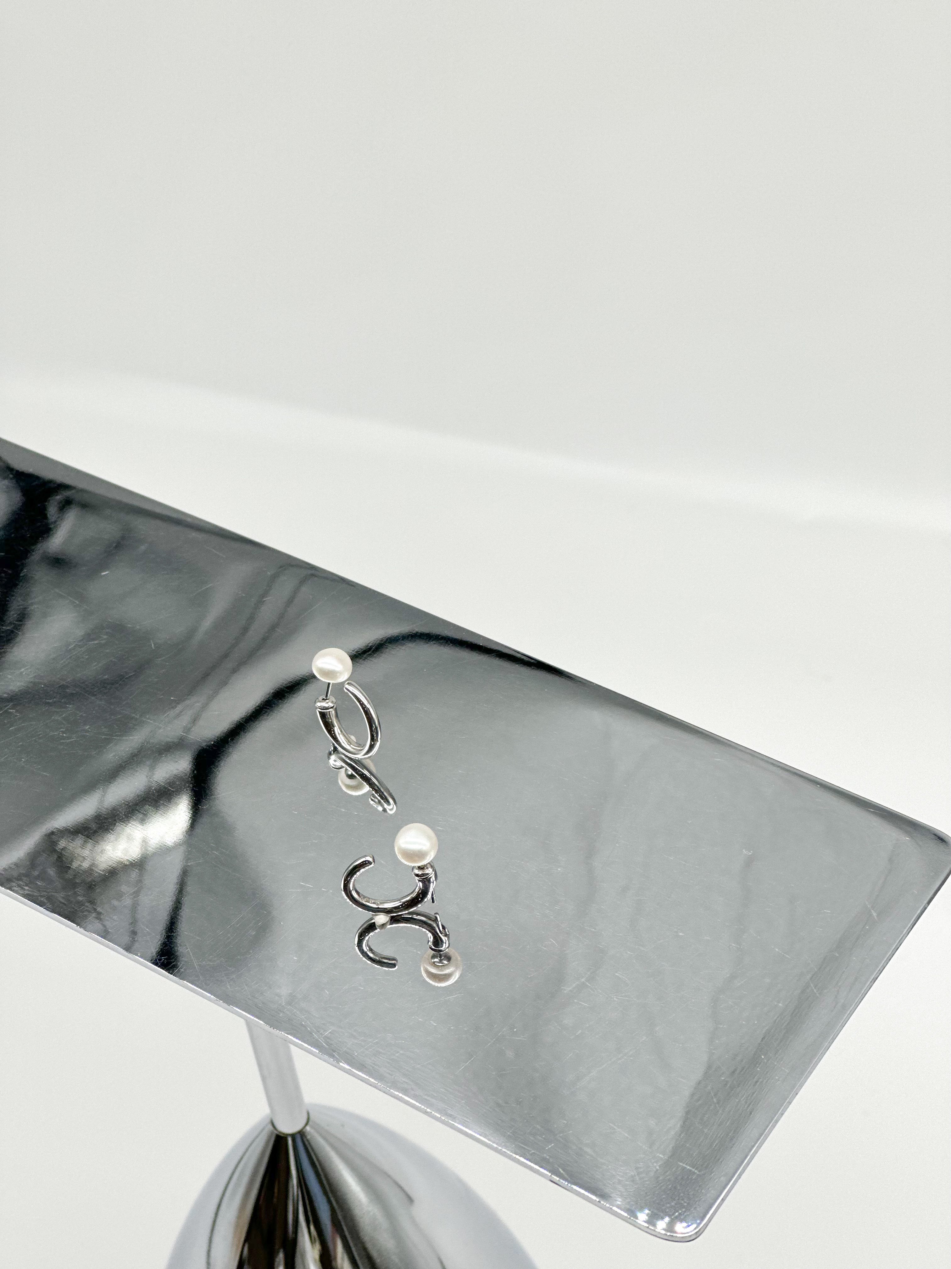 2way wear Hoop Pearl Earring