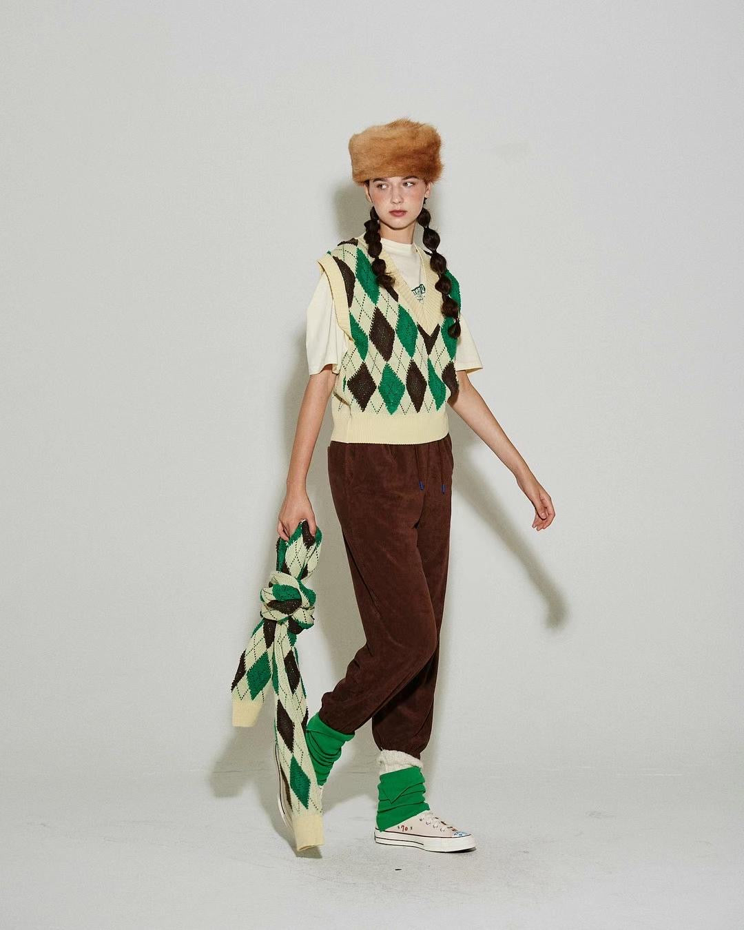 Diamond Wool Matching Sleeve Scarf