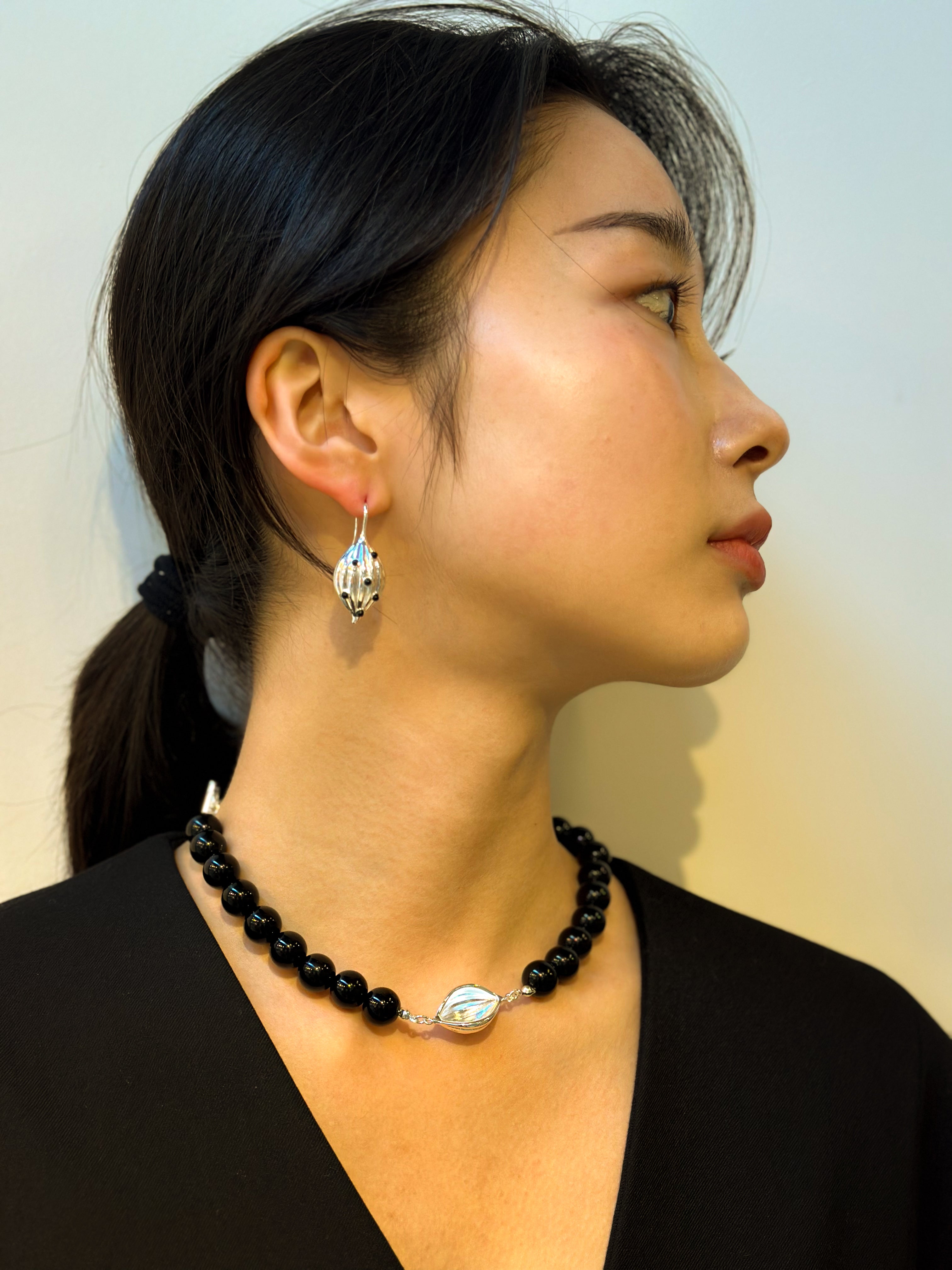 JWS Black Dots hoop earring