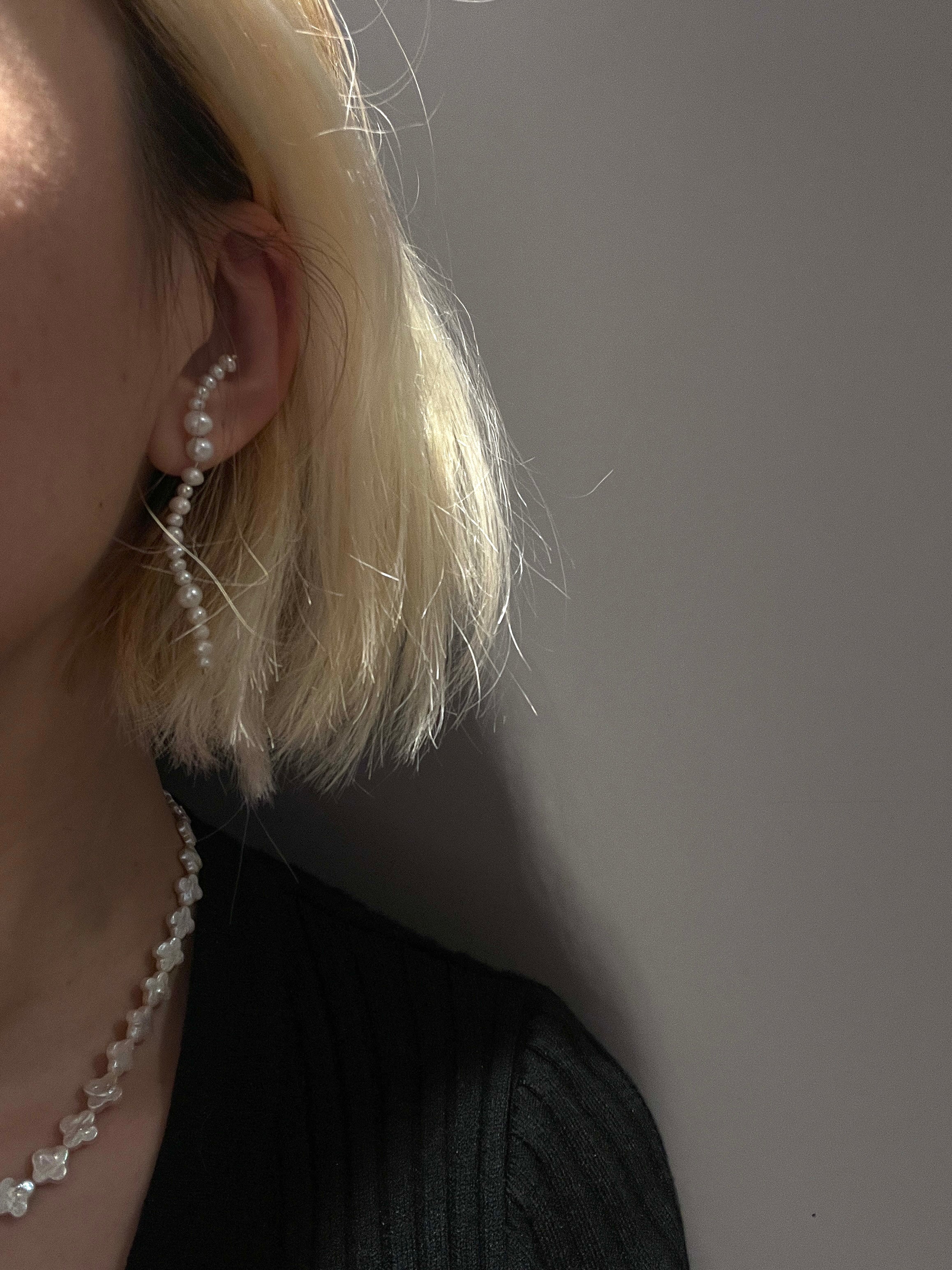 JWS Straight Woven PearEarrings