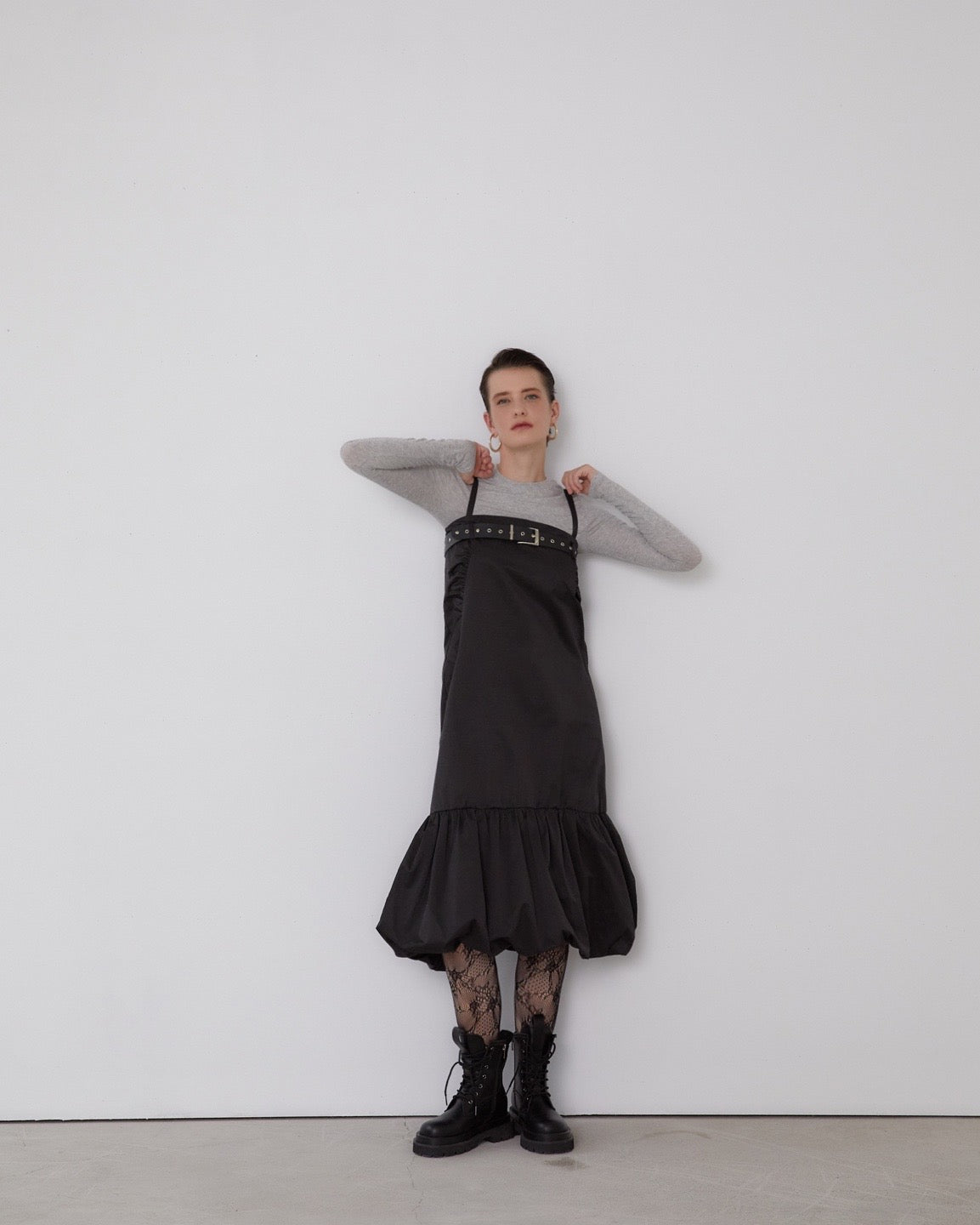 Petal Hem Overall Dress