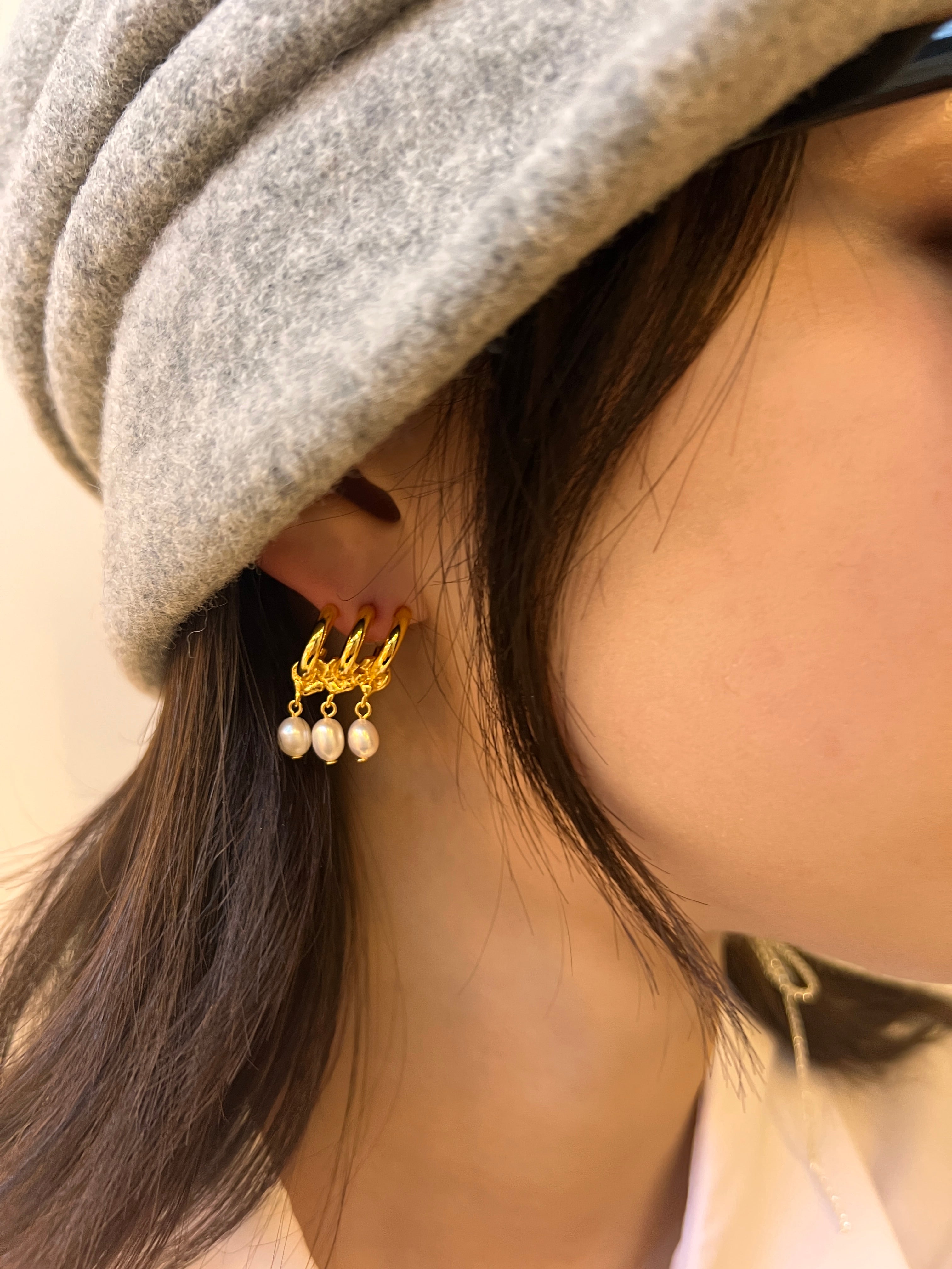 Triple Pearl Earring
