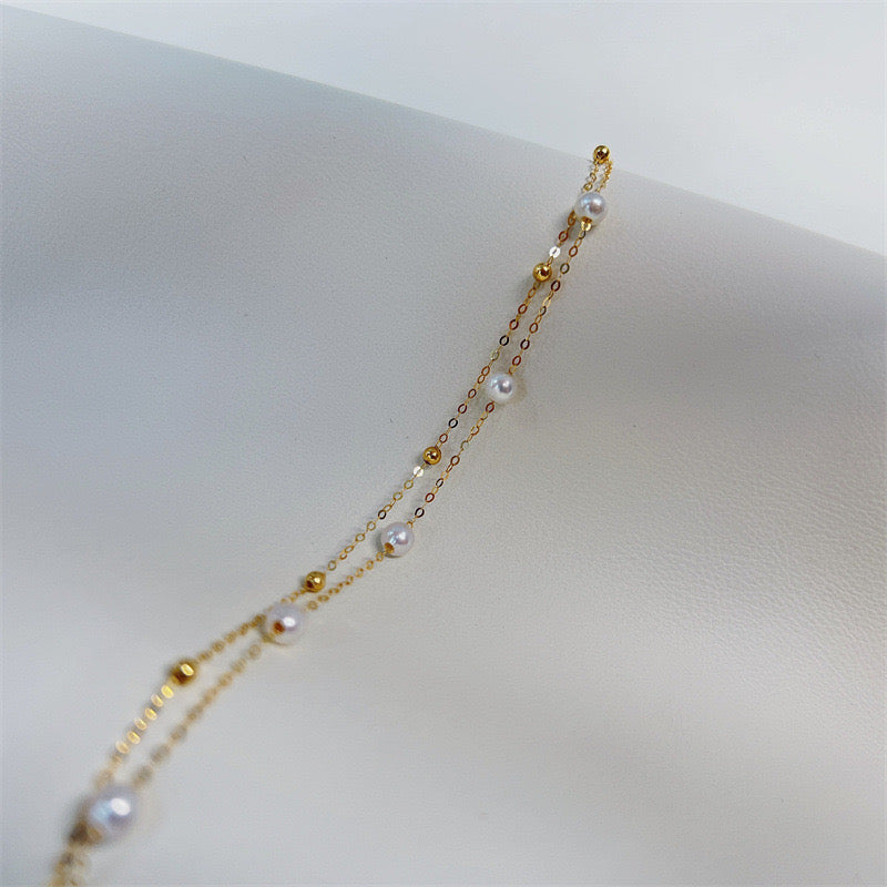 JWS Pearls Station 18K Gold Chain Bracelet