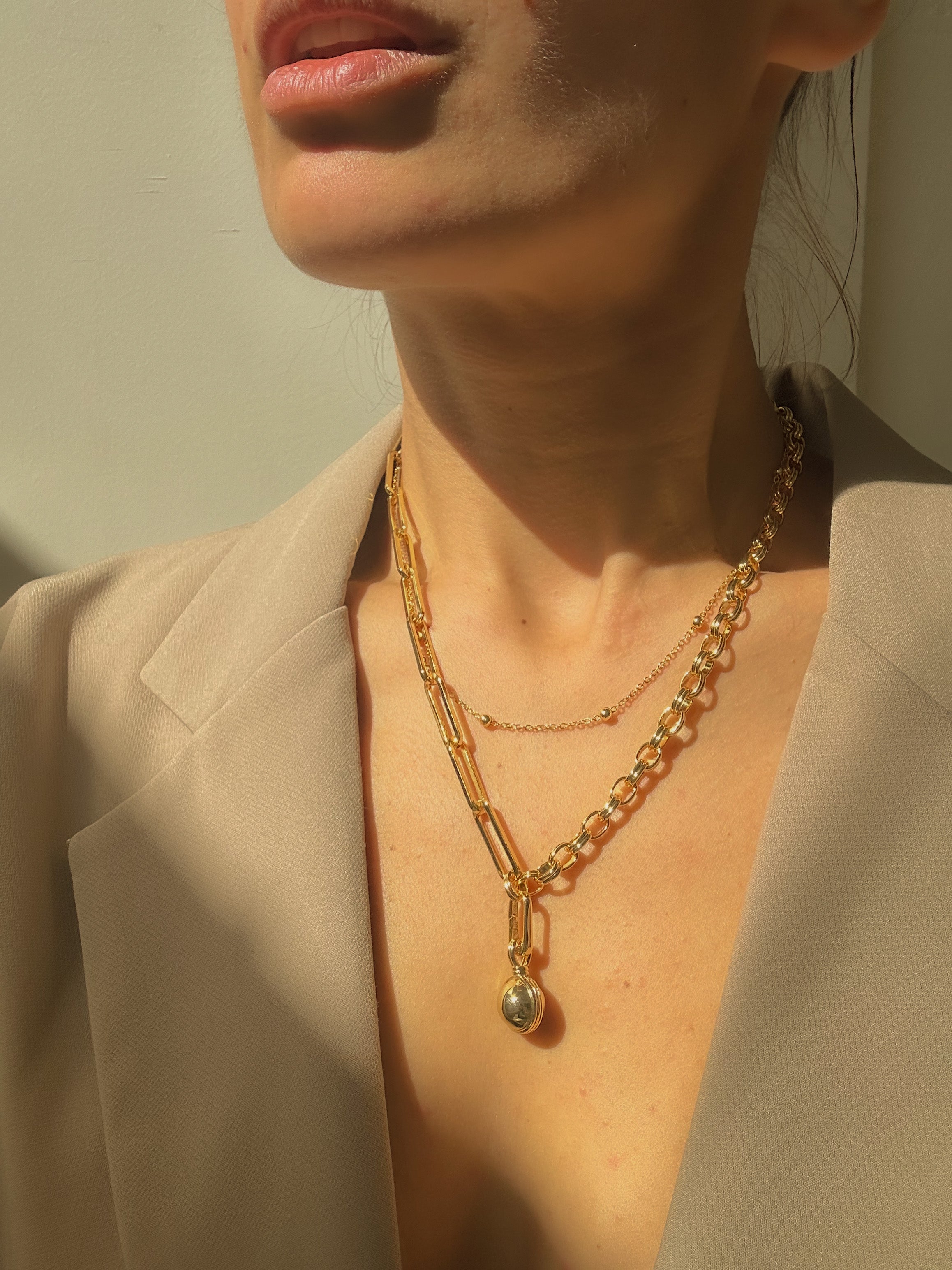 Ball charm link chain necklace