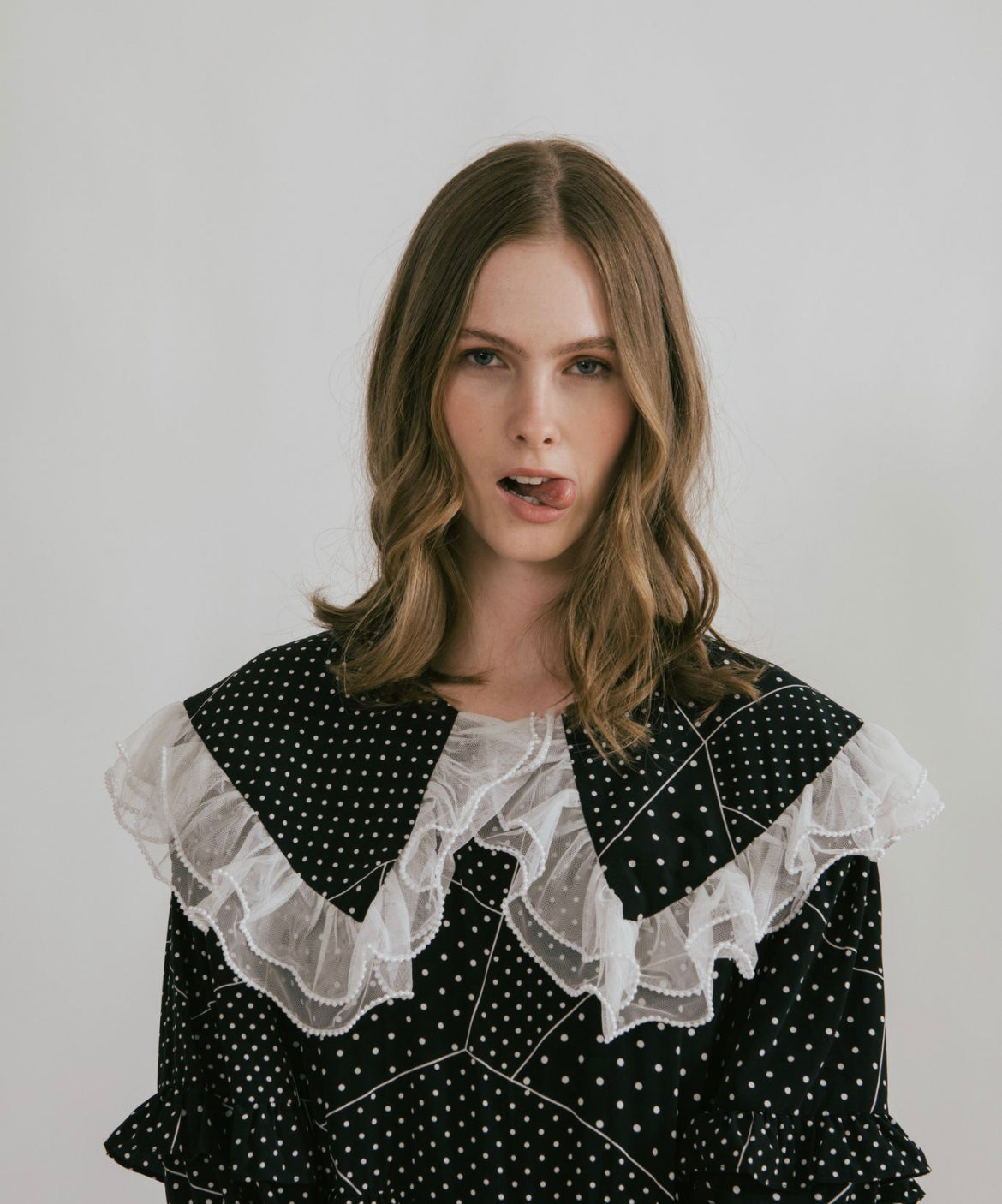Headshot Layered Ruffle Dot Dress