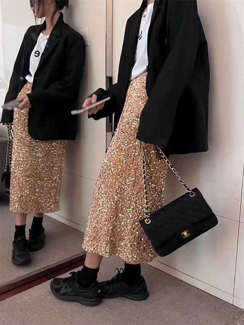 Munnk Sparkle Champagne Skirt