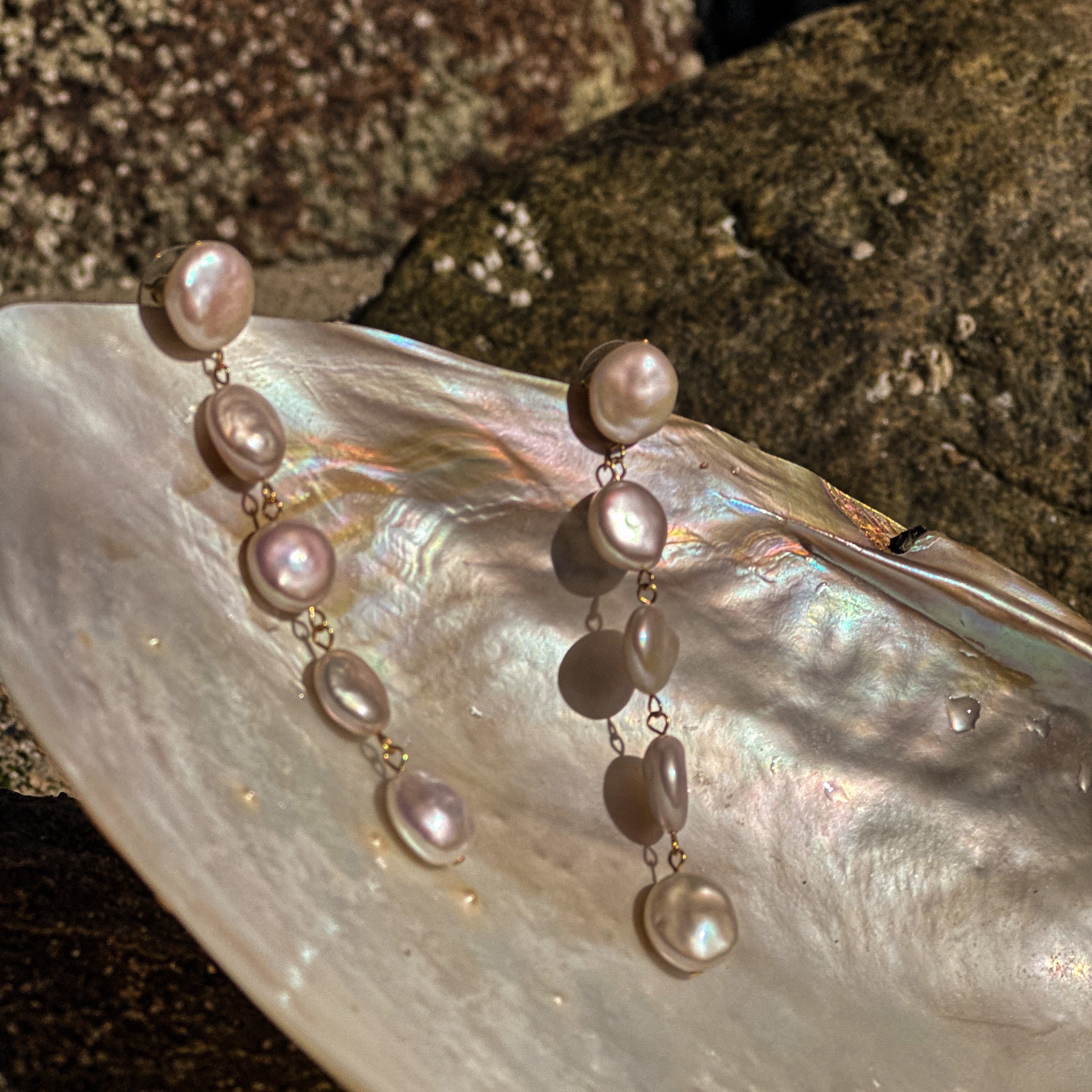 Five Semi-Baroque Pearl Earring