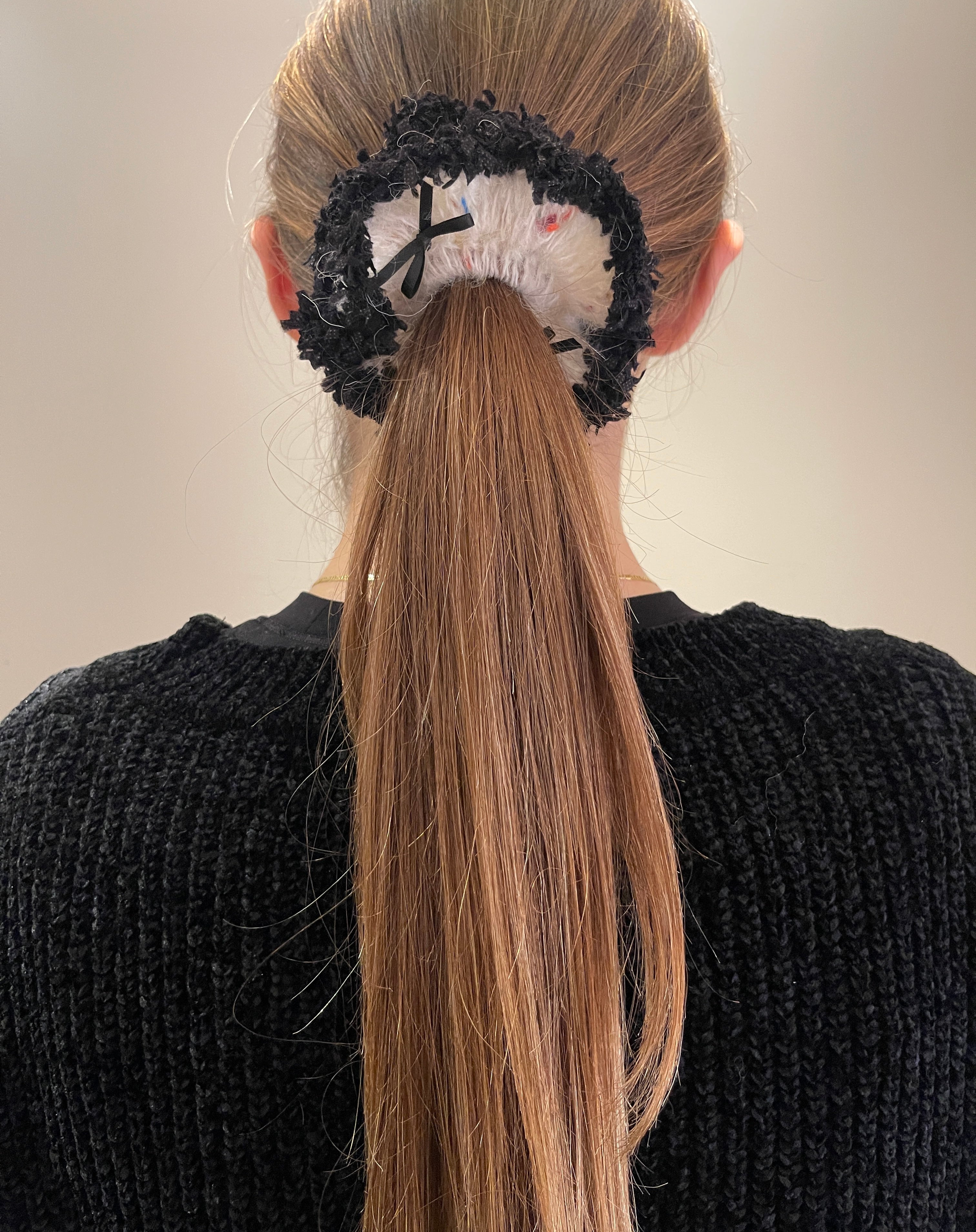 Crochet mohair wool scrunchie-Handcraft