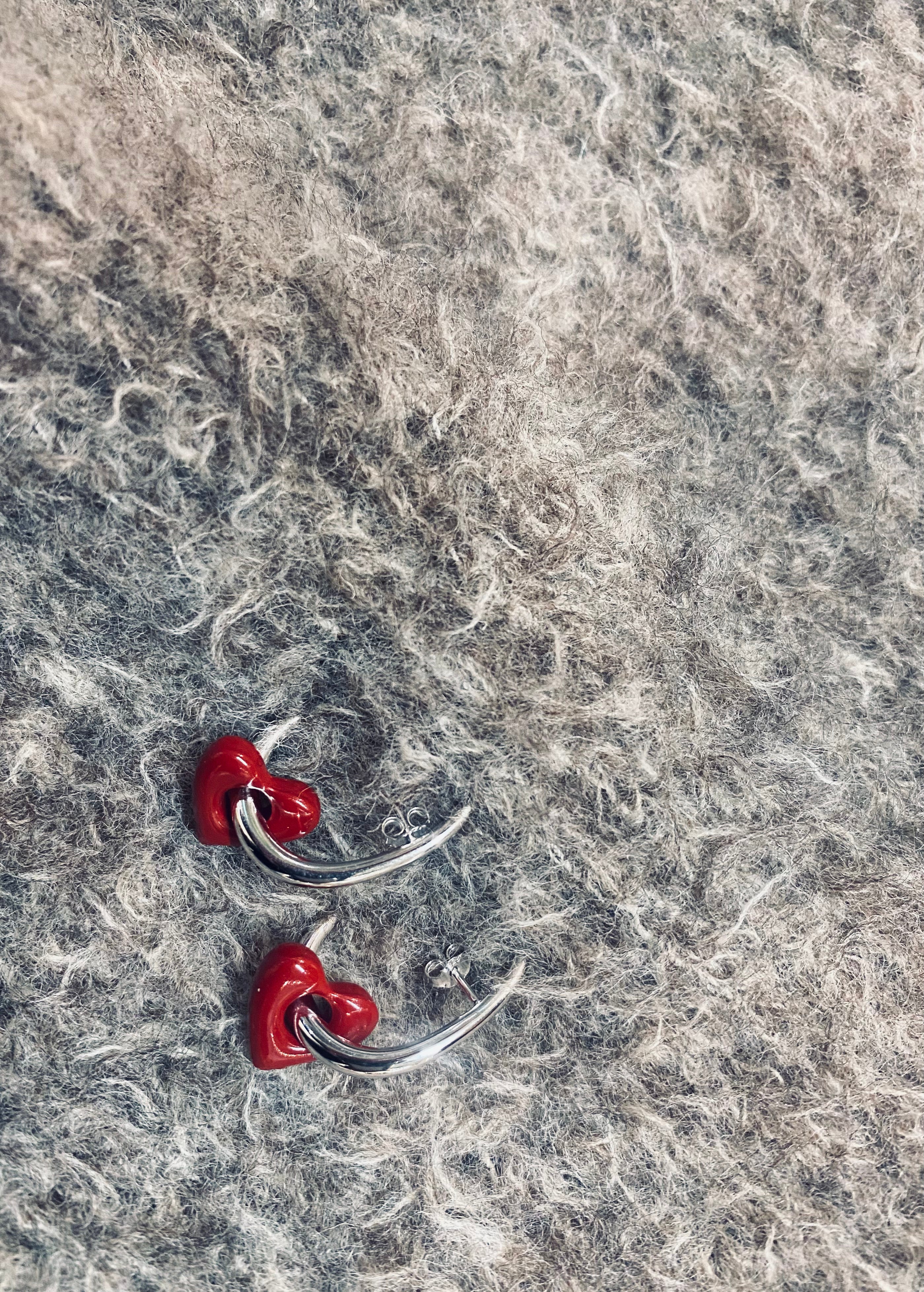 Heart Silver Hoop Earrings