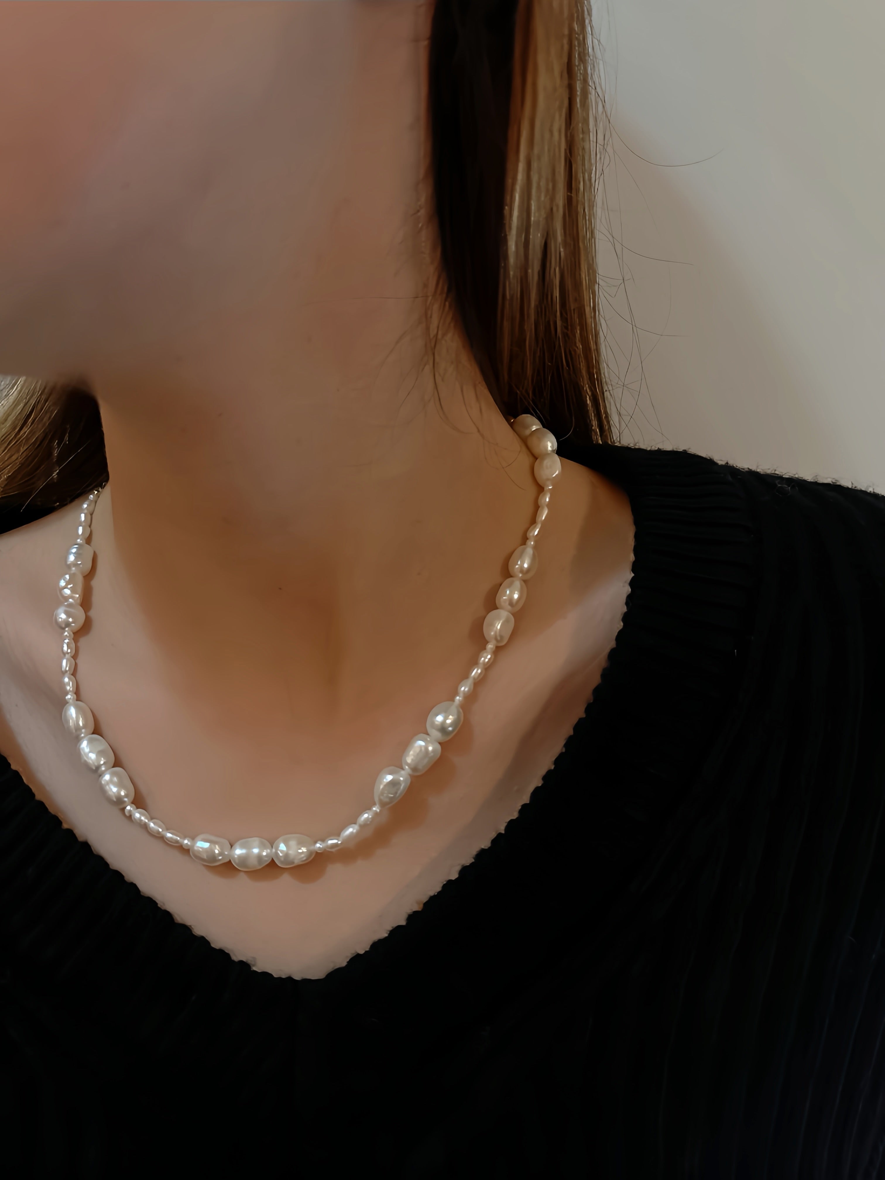 Baroque Dropped Mixed Pearl Necklace