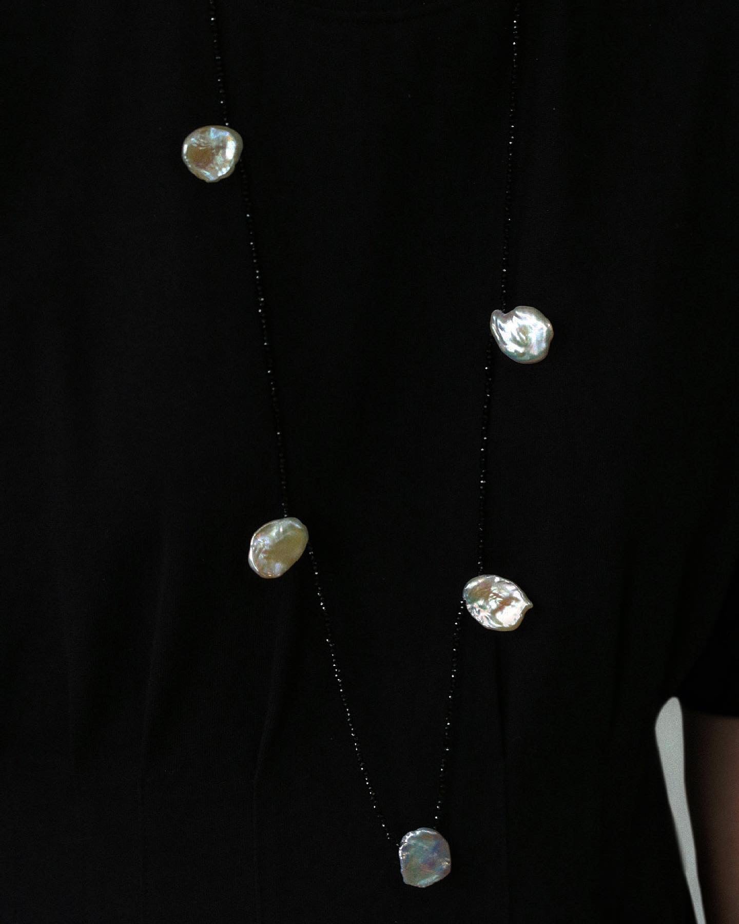 Rothko Petal Pearl Black Spinel Necklace