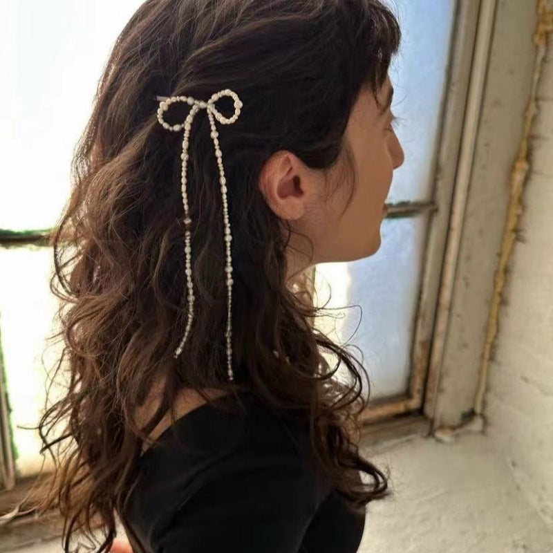 Fashion Pearl Hair Clip-Bow tie