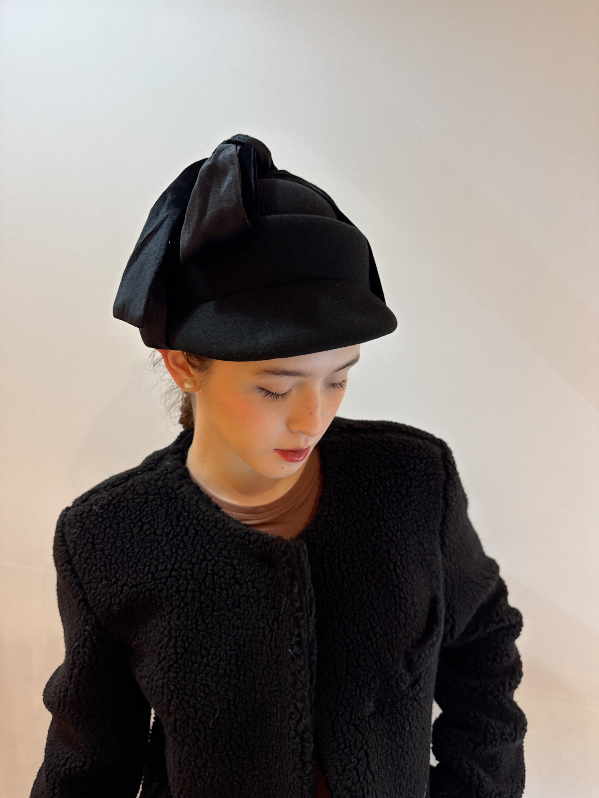 Two Way Wear Bow Felt Wool Hat