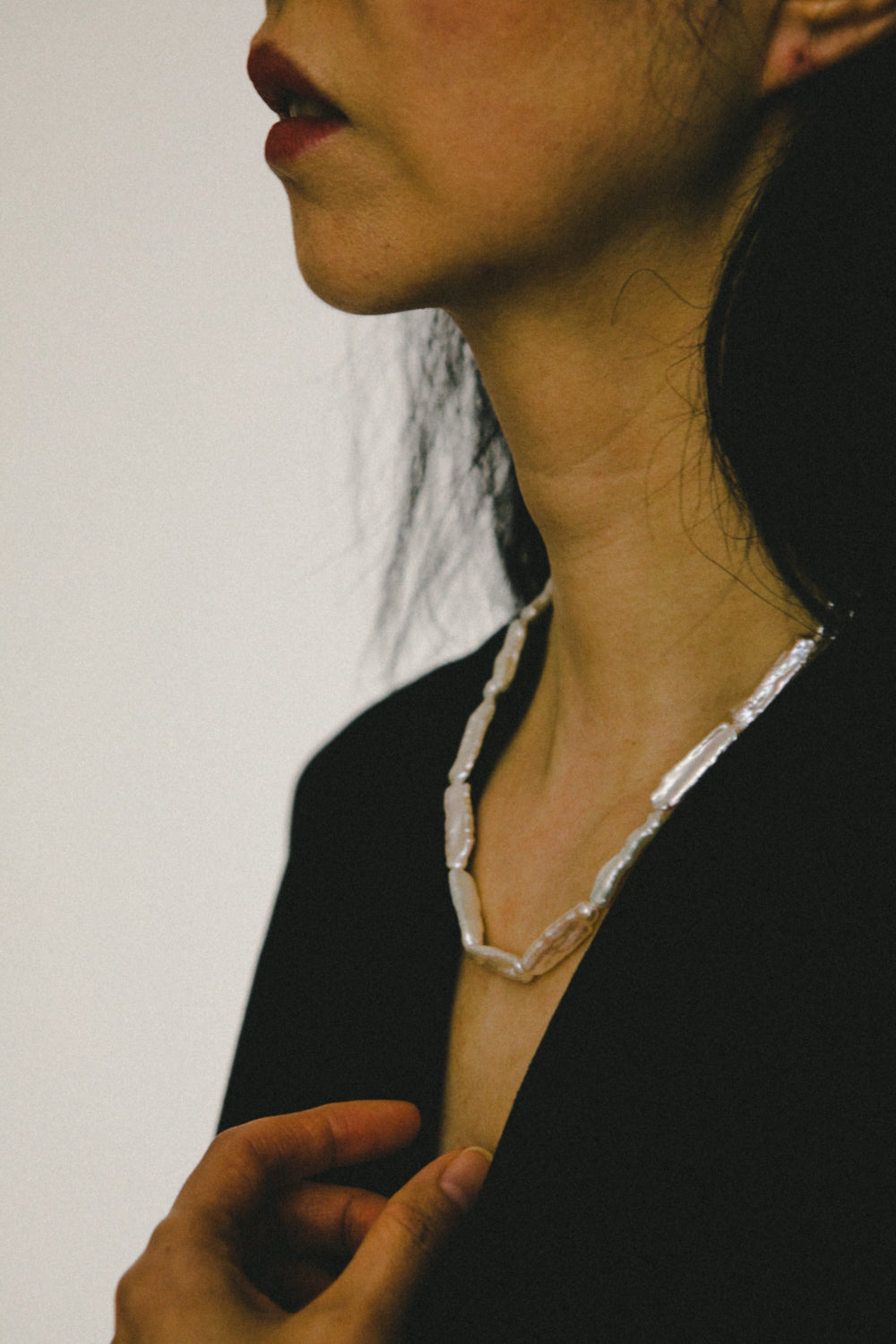JWS Biwa rectangular pearl necklace