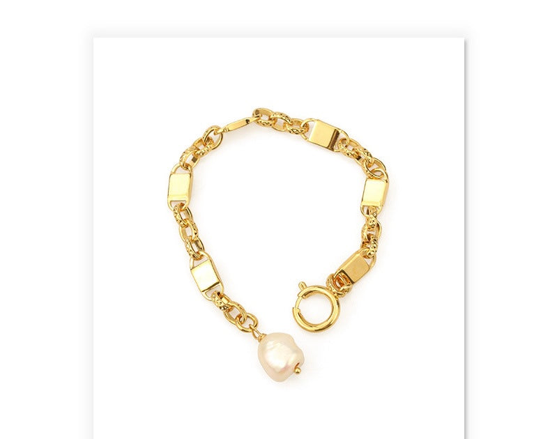 Lock Chain Pearl Bracelet
