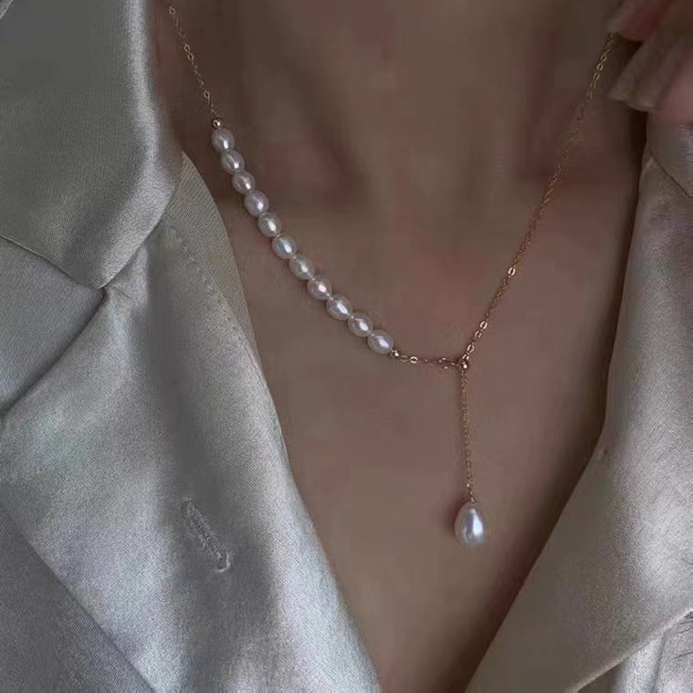 jWS drop pearl chain necklace