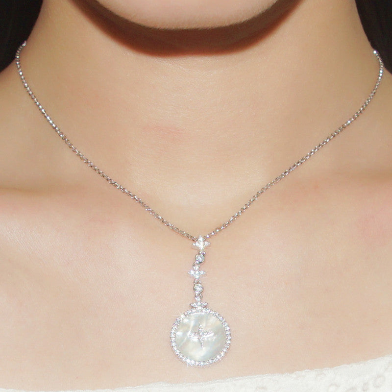 *Nature Shell Zircon Stone Chain necklace