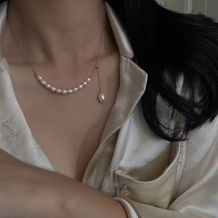 jWS drop pearl chain necklace